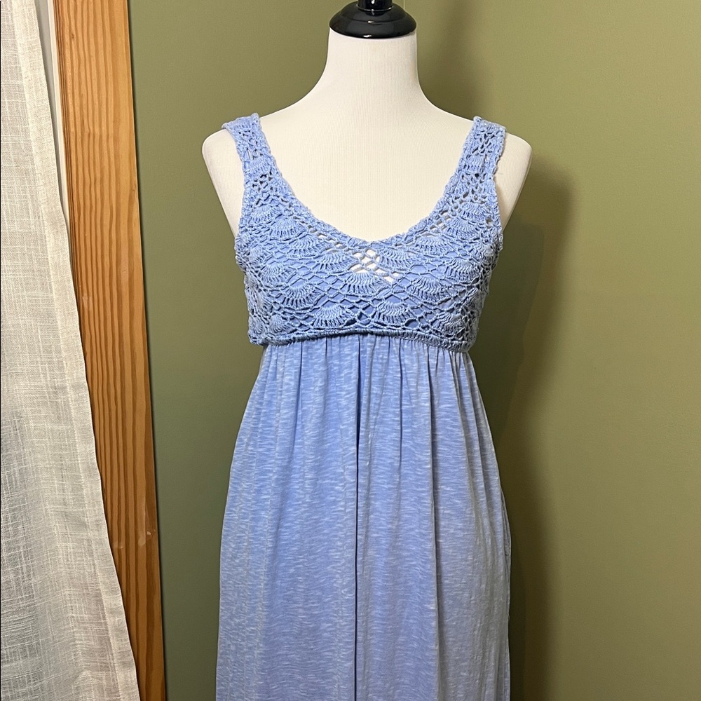 NWT Aerie Blue Crochet Lace Maxi Dress